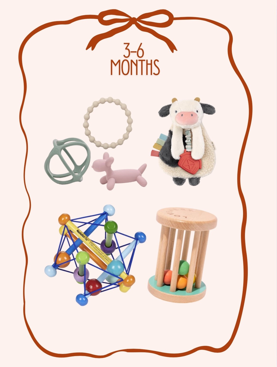 3–6 Month Gift Guide 🎁
Toys that support tummy time, reaching, grasping, and early exploration.

#LTKBaby #LTKHoliday #LTKGiftGuide