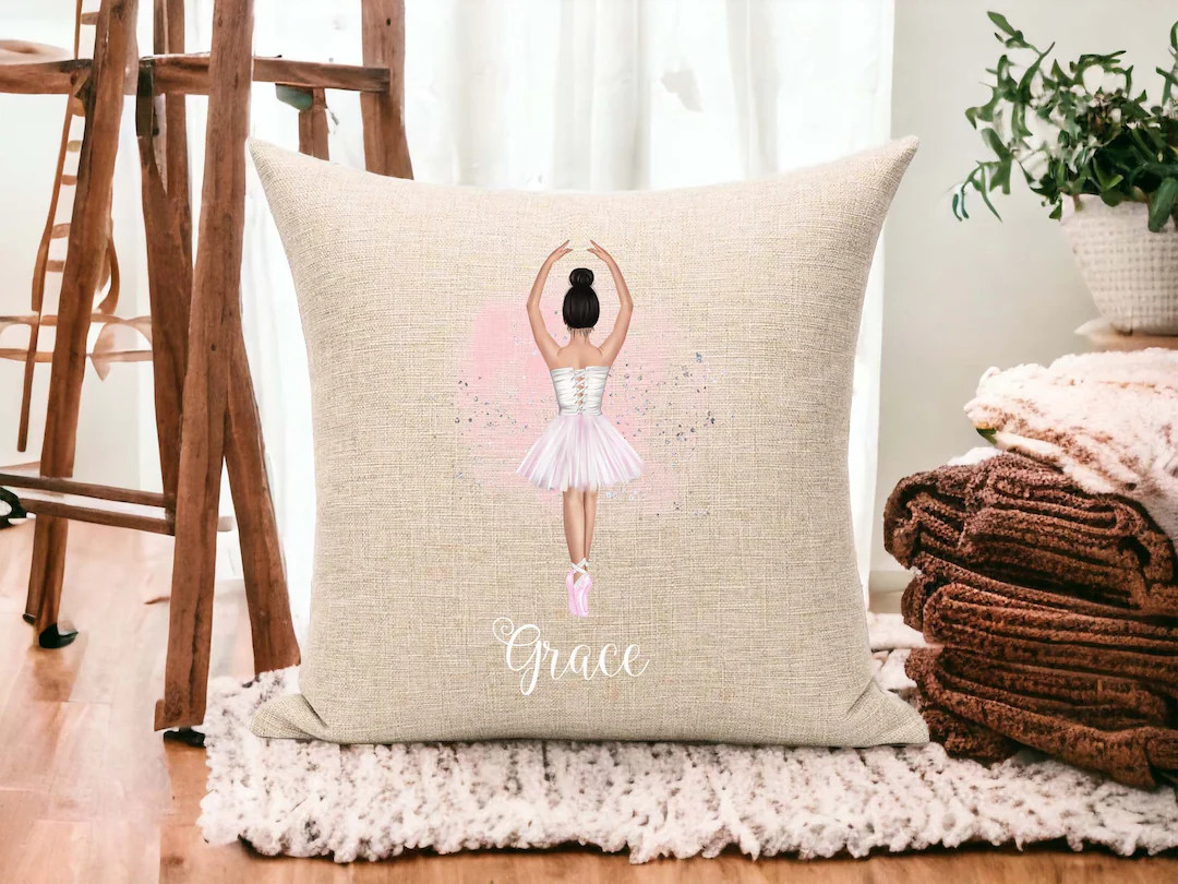 Personalised Ballerina Cushion Cover - Linen Children's Cushion - Girls Custom Gift - Etsy | Etsy (US)