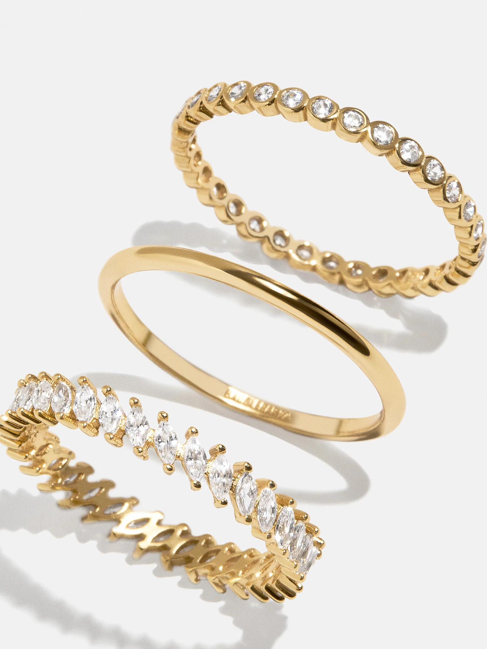 18K Gold Willow Ring Set - Gold/Pavé | BaubleBar