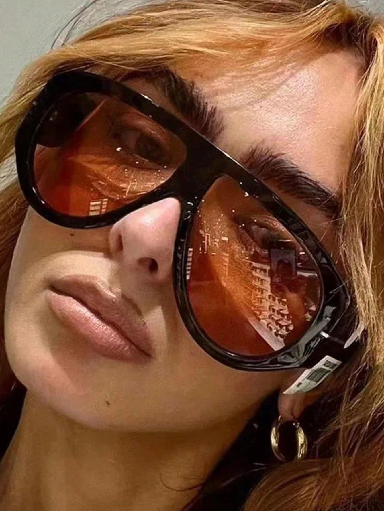 1pc Vintage Oversized Pilot Fashion Glasses Women For Men Shades Big Frame Windproof Popular Punk... | SHEIN