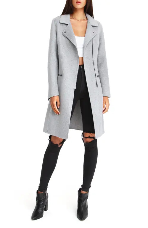 Belle & Bloom BELLE AND BLOOM Last Chance Wool Blend Coat in Grey Marl at Nordstrom, Size Small | Nordstrom