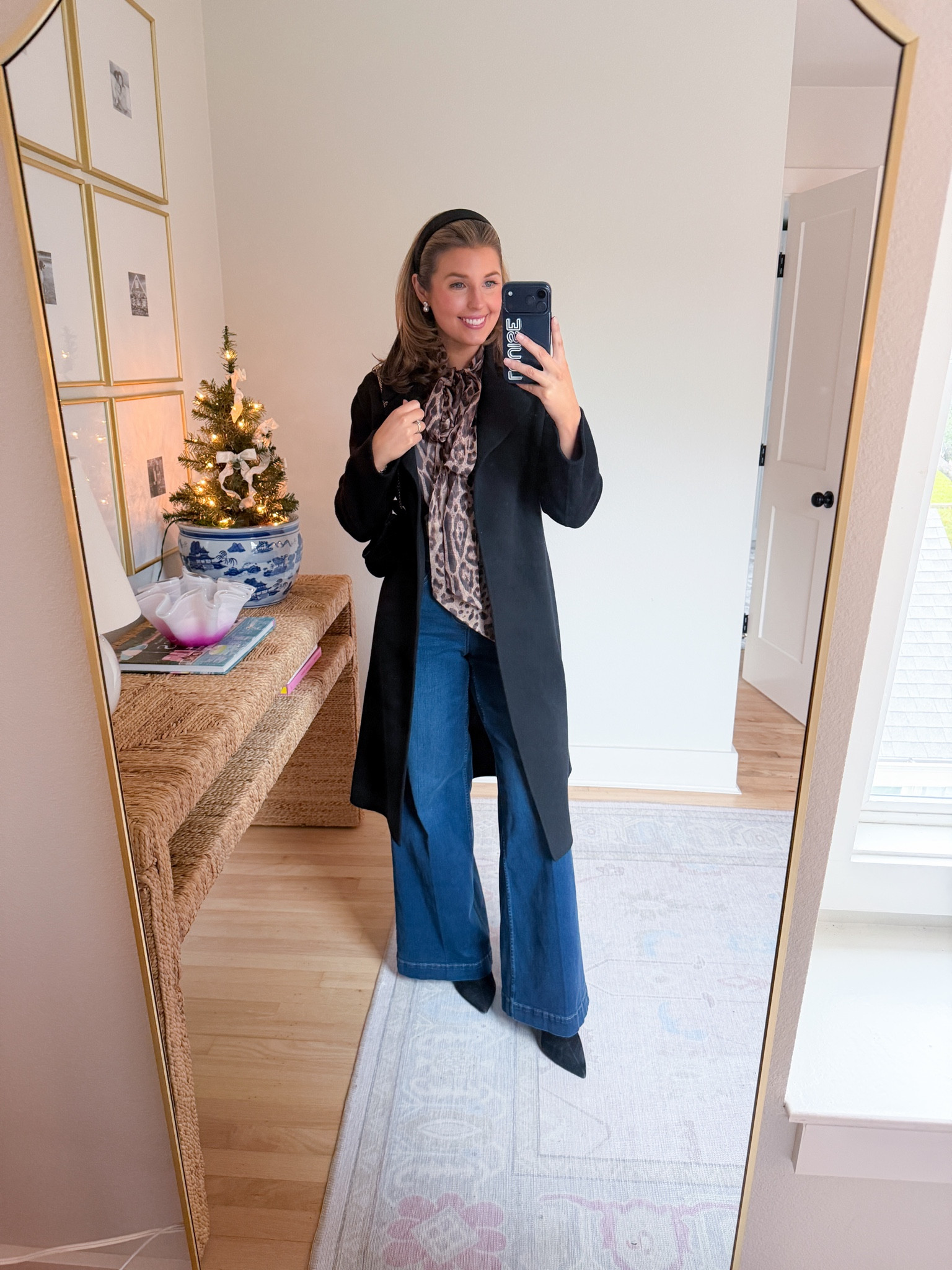 Dressy winter outfit idea! Wearing a 2 in top and S in jeans 