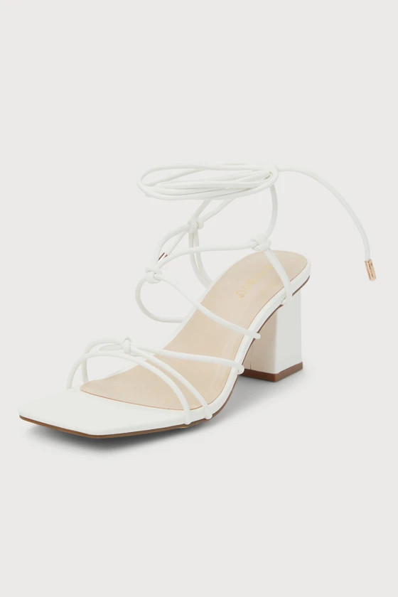 Sheva White Strappy Knotted Lace-Up High Heel Sandals | Lulus (US)