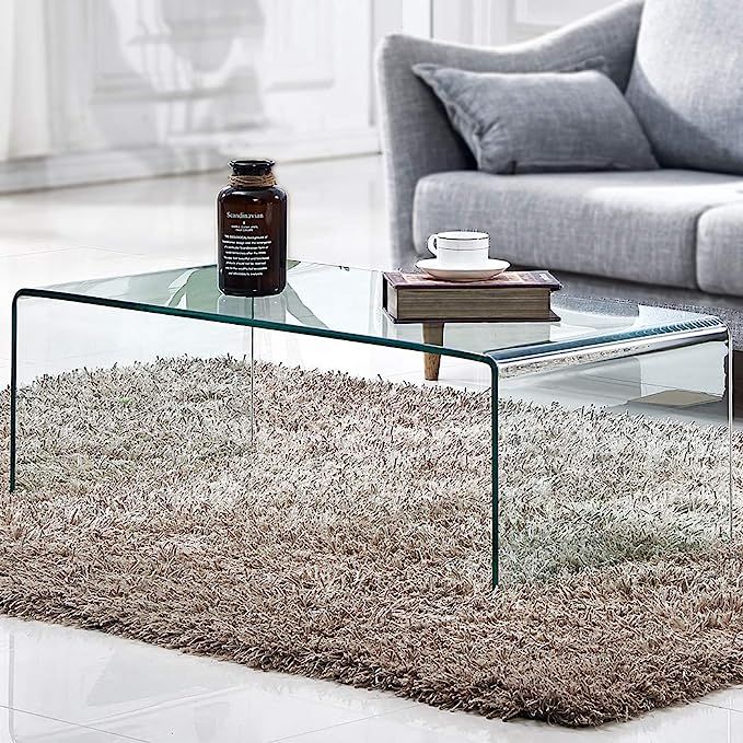 Tempered Glass Coffee Table,Living Room Clear Cocktail Table(39.4x19.7x13.8) | Amazon (US)