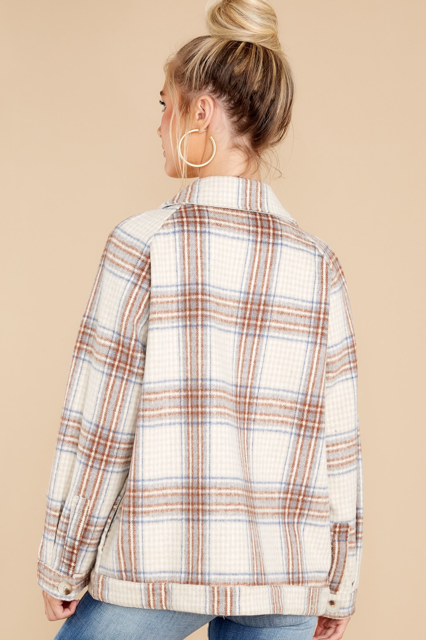 Steal My Heart Beige Multi Plaid Shacket | Red Dress 