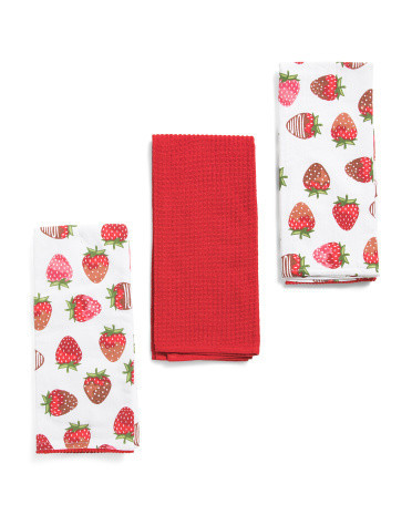 3pk Chocolate Strawberry Kitchen Towels | Cotton | Marshalls