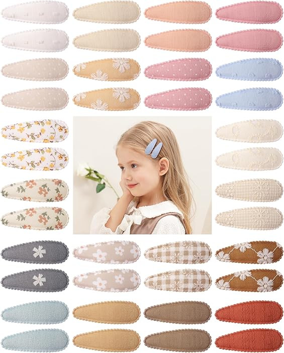 doboi 40Pcs Toddler Hair Clips Hair Barrettes Baby Girls Hair Bows Clips Floral Print Non Slip Sn... | Amazon (US)