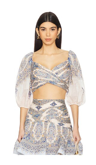 Pleated Bodice in Blue Paisley | Revolve Clothing (Global)