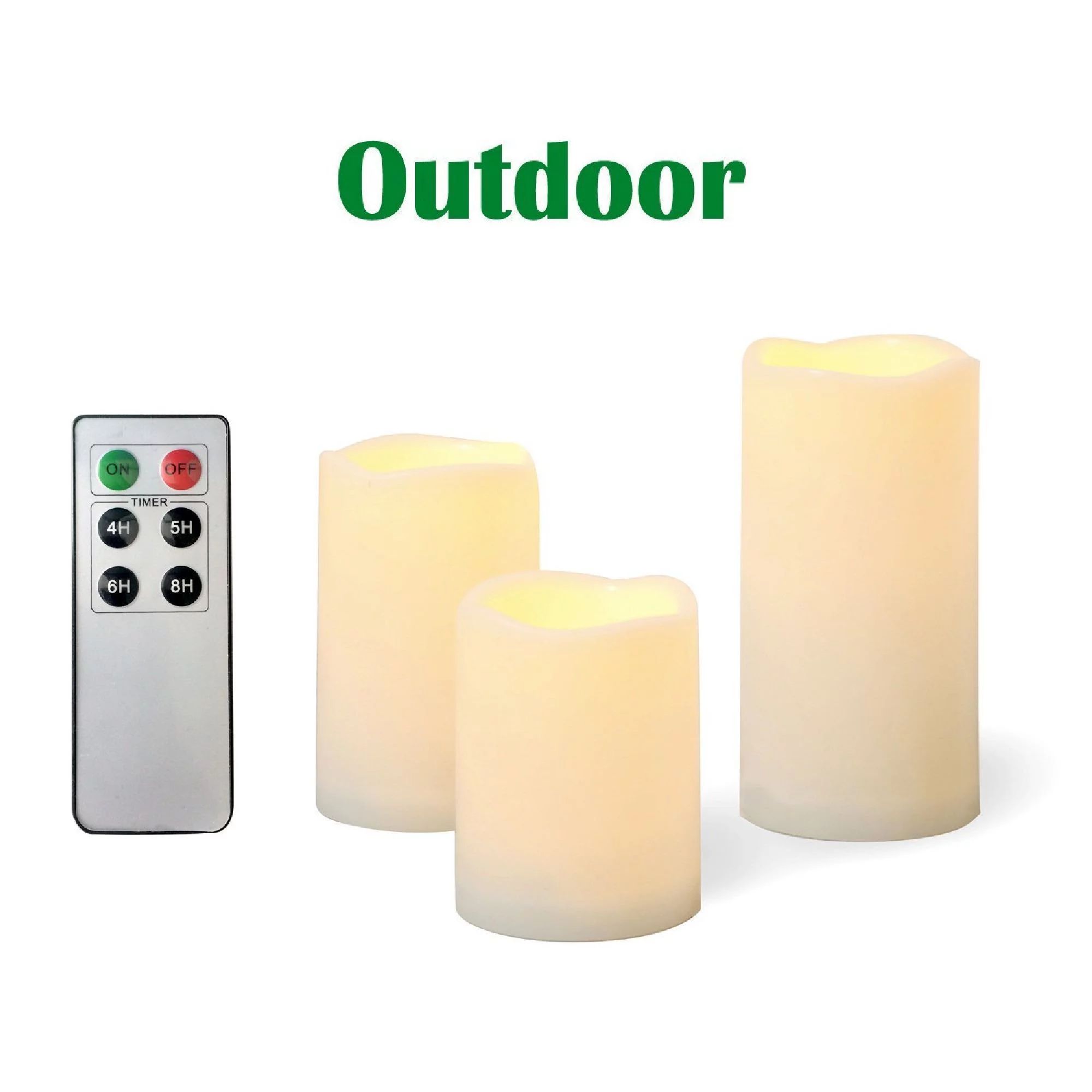 Candle Choice 3 Piece Outdoor Flameless Candles with Remote Timer Plastic Realistic Flickering Ba... | Walmart (US)