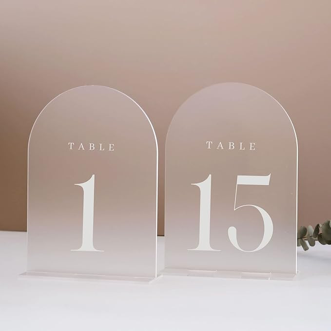JINMURY Frosted Arch Table Numbers for Wedding, 15 Pack 5"x7" Frosted Arch Acrylic Signs with Hol... | Amazon (US)