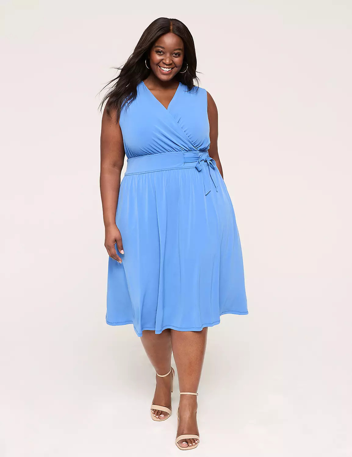 Sleeveless Faux-Wrap Jersey Midi Dress | Lane Bryant (US)