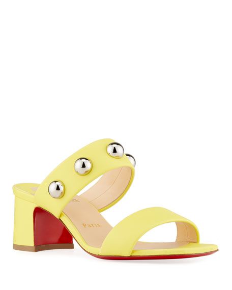 Christian Louboutin Simple Bille Studded Napa Red Sole Sandals | Neiman Marcus