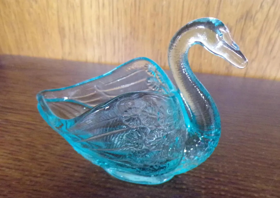 2501 Fenton Glass 4.5" Teal Ocean Blue Swan Open Candy / Trinket Dish Fenton Stamp - Great Condit... | Etsy (US)