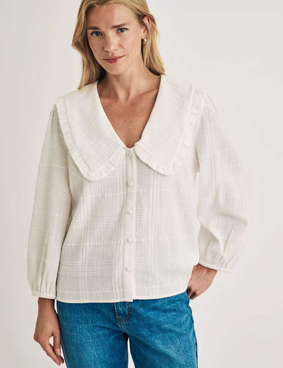 White Check Collared Emmie Blouse | Nobody's Child
