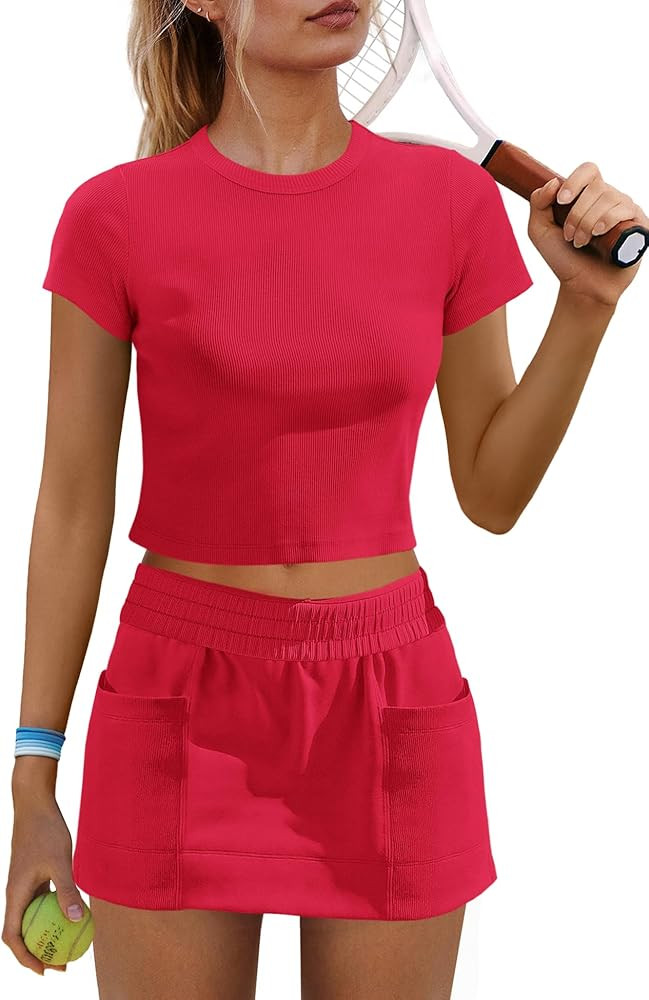 Nirovien Womens 2 Piece Skirt Sets Matching Lounge Set Summer Beach Vacation Outfits Ribbed Tops ... | Amazon (US)