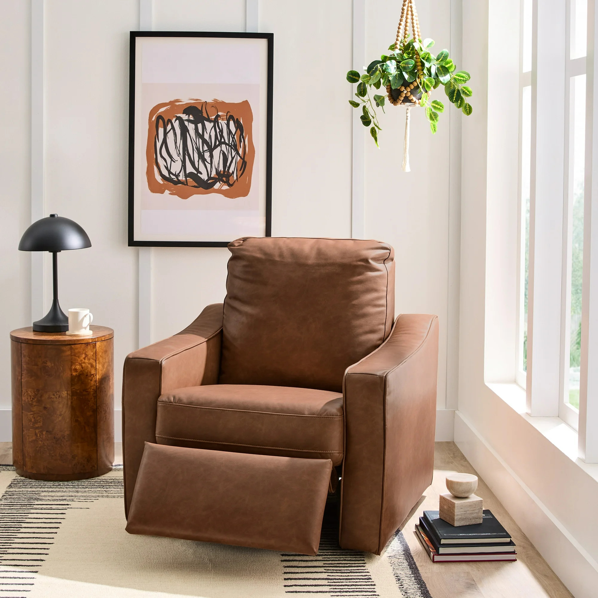 Better Homes & Gardens Allen Push-Button Power Recliner Chair, Cocoa Faux Leather - Walmart.com | Walmart (US)