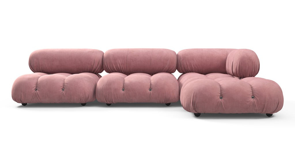 Bellini Sectional - Bellini Sectional, Right Chaise, Soft Pink Velvet | Interior Icons