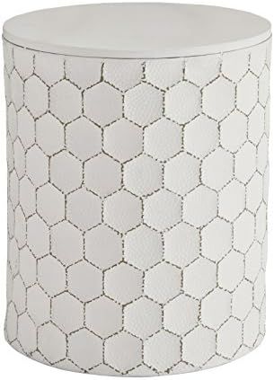 Signature Design by Ashley Polly Geometric Honeycomb Indoor & Outdoor Accent Stool, White | Amazon (US)