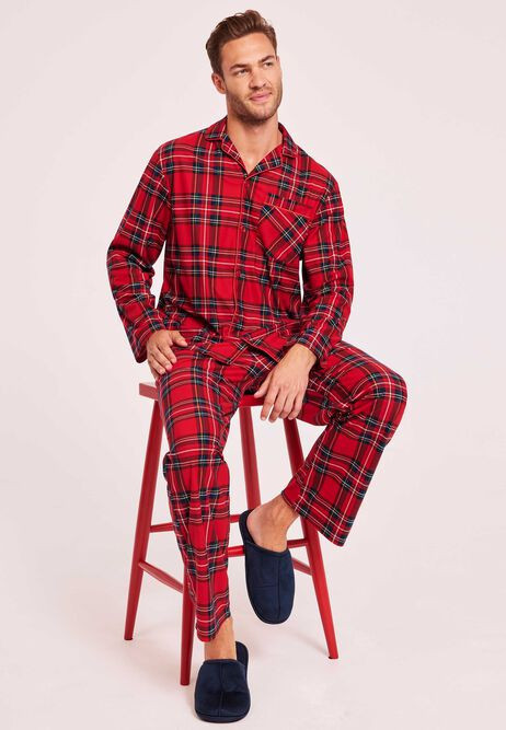 Mens Red Check Family Christmas Pyjama Set | Peacocks