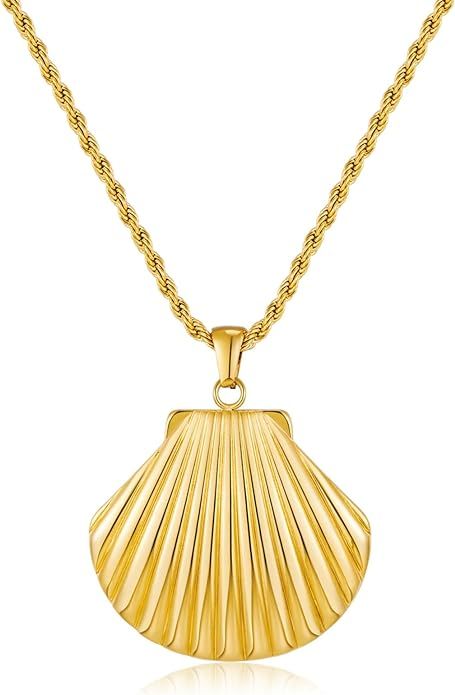 WOWORAMA Gold Shell Necklace for Women Boho Scallop Conch Shell Necklaces Vintage Ocean Sea Shell... | Amazon (US)