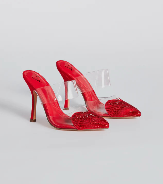 Glam Cutie Rhinestone Heart Stiletto Pumps | Windsor Stores