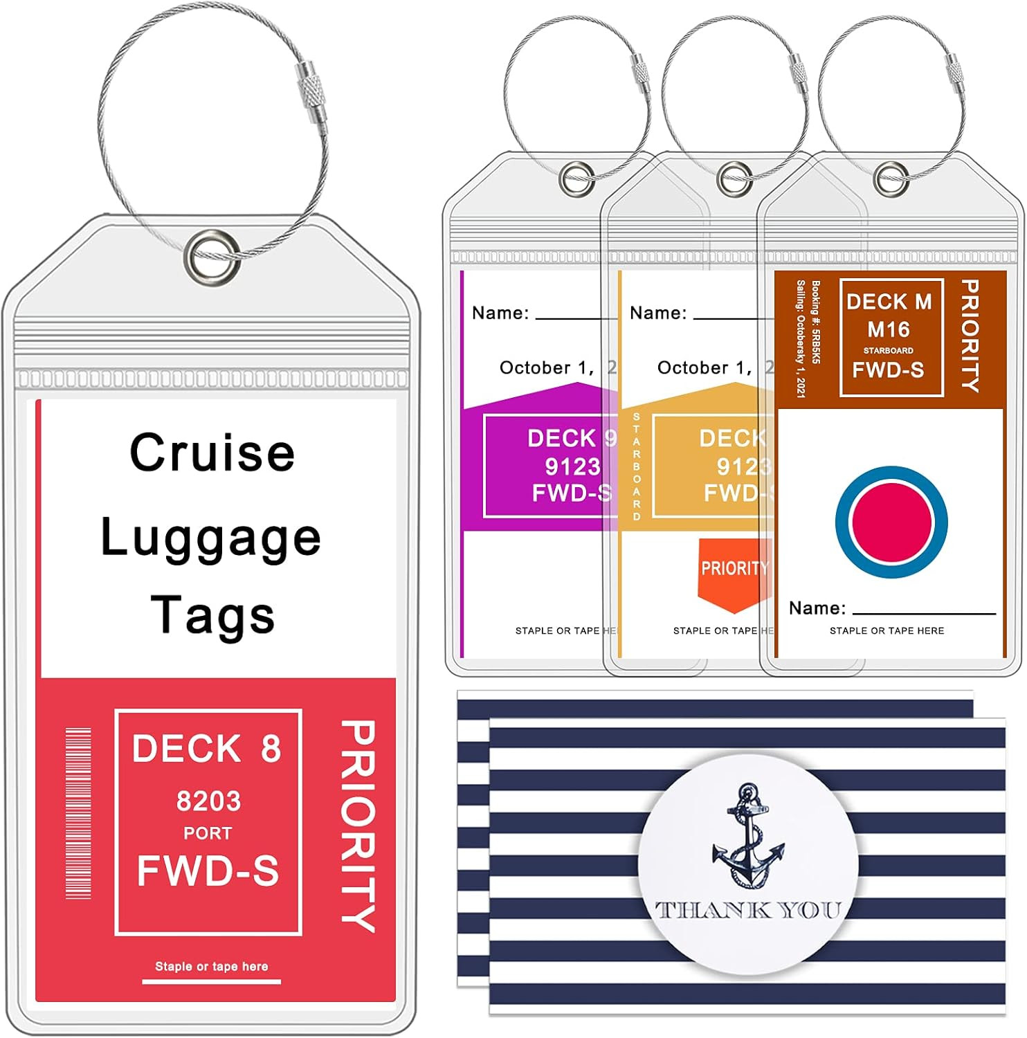 Cruise Luggage Tag Holders for Carnival, Princess & NCL Cruises 4 Packs, Fits All Carnival, Princ... | Amazon (US)