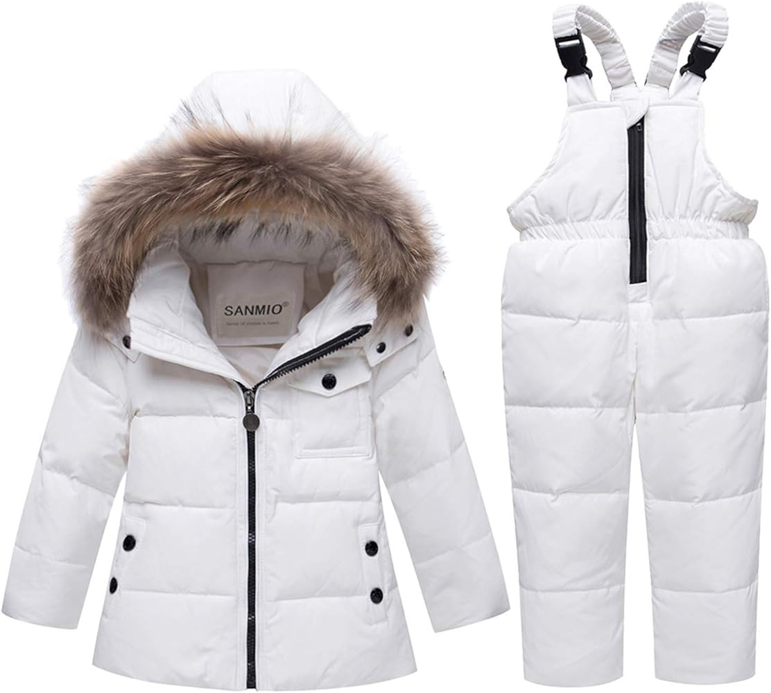 SANMIO Baby Boys Girls Two Piece Snowsuit, Toddler Winter Hooded Puffer Down Jacket Coat with Ski... | Amazon (US)