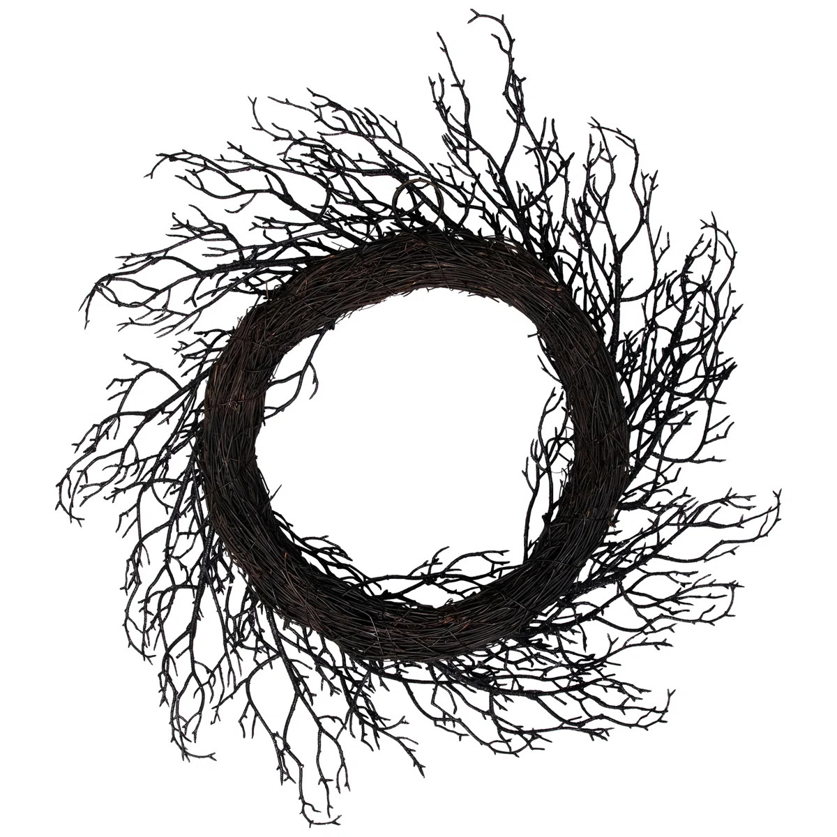 Black Twig Artificial Halloween Wreath 24-Inch Unlit | Joss & Main
