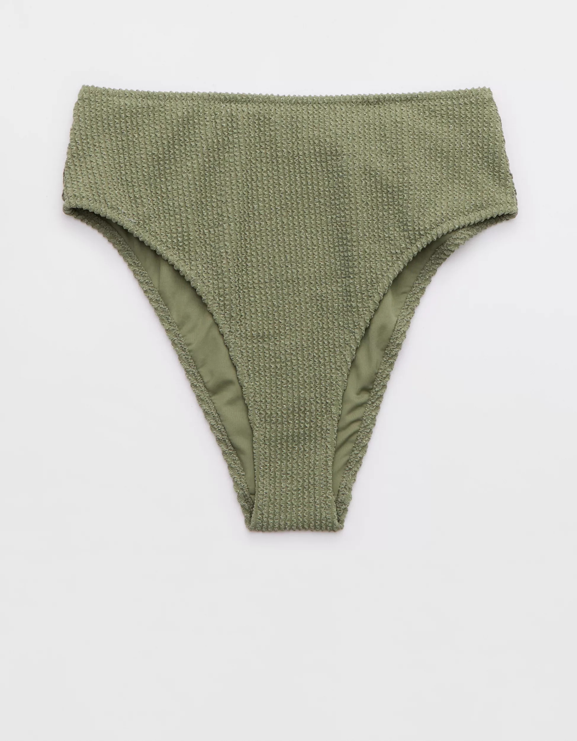 Aerie Shine Crinkle High Cut Cheeky Bikini Bottom | Aerie