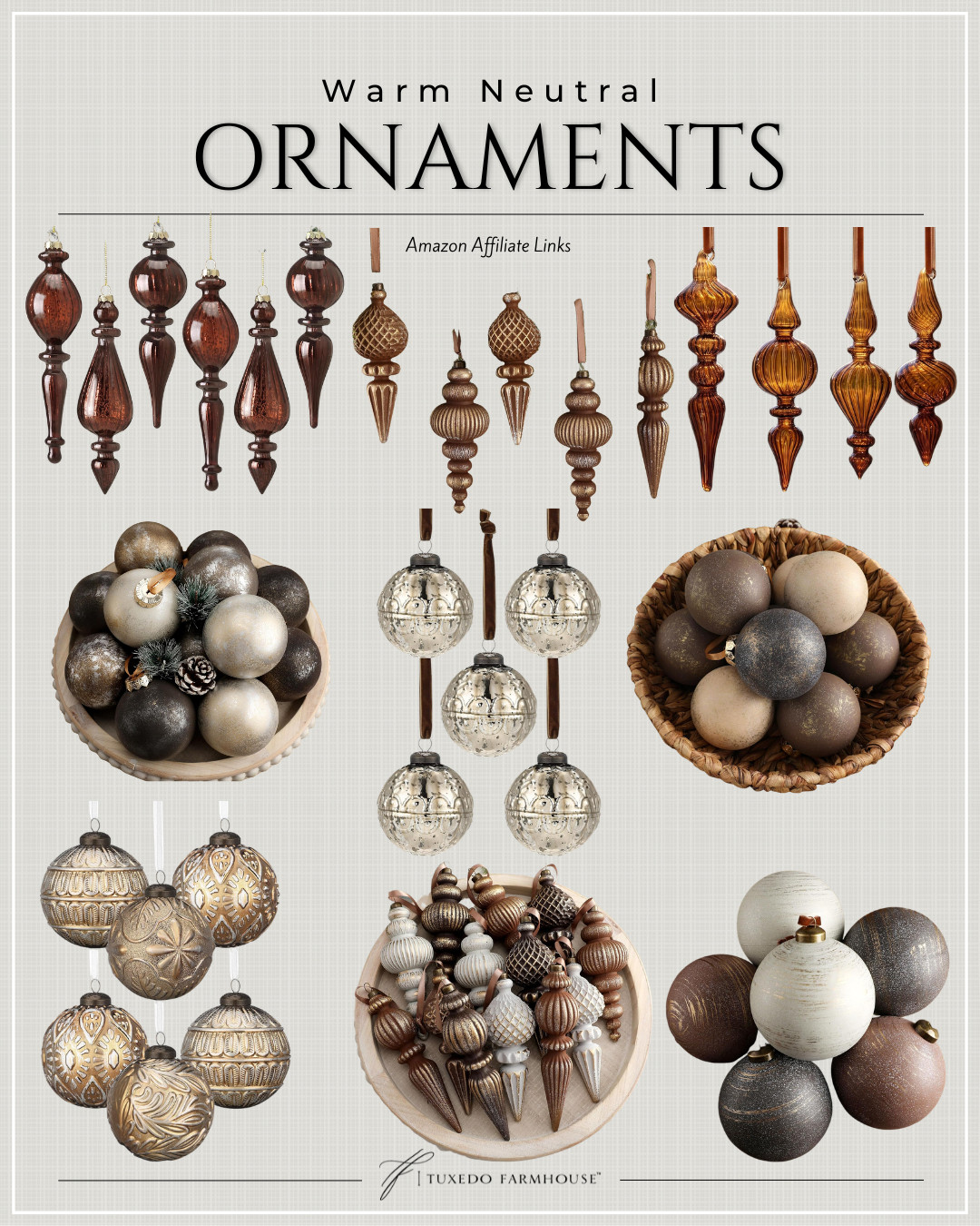 Warm neutral ornaments are my favorite way to make Christmas feel cozy and collected. 🤎 These Amazon finds mix rich amber, bronze, champagne and creamy neutrals with beautiful vintage-inspired shapes and finishes. So pretty layered throughout the tree or tucked into bowls for an easy holiday display!

#LTKHome #LTKSeasonal #LTKStyleTip #AmazonHome #ChristmasDecor #ChristmasOrnaments #NeutralChristmas #HolidayDecor 

 #LTKSeasonal #LTKHome #LTKSaleAlert