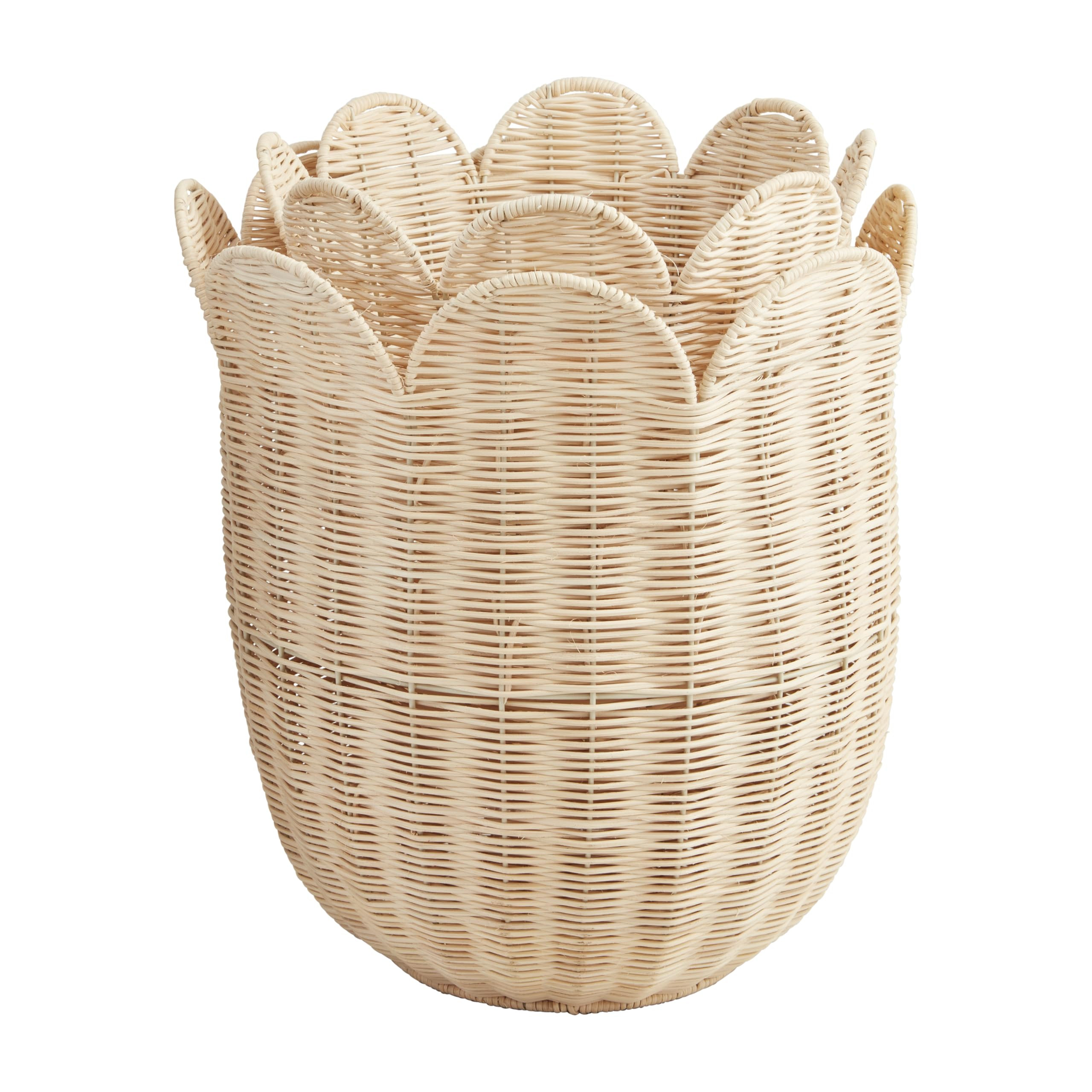 Mud Pie Scallop Rattan Baskets; Small 12" X 11" Dia | Large 13" X 14" Dia | Amazon (US)