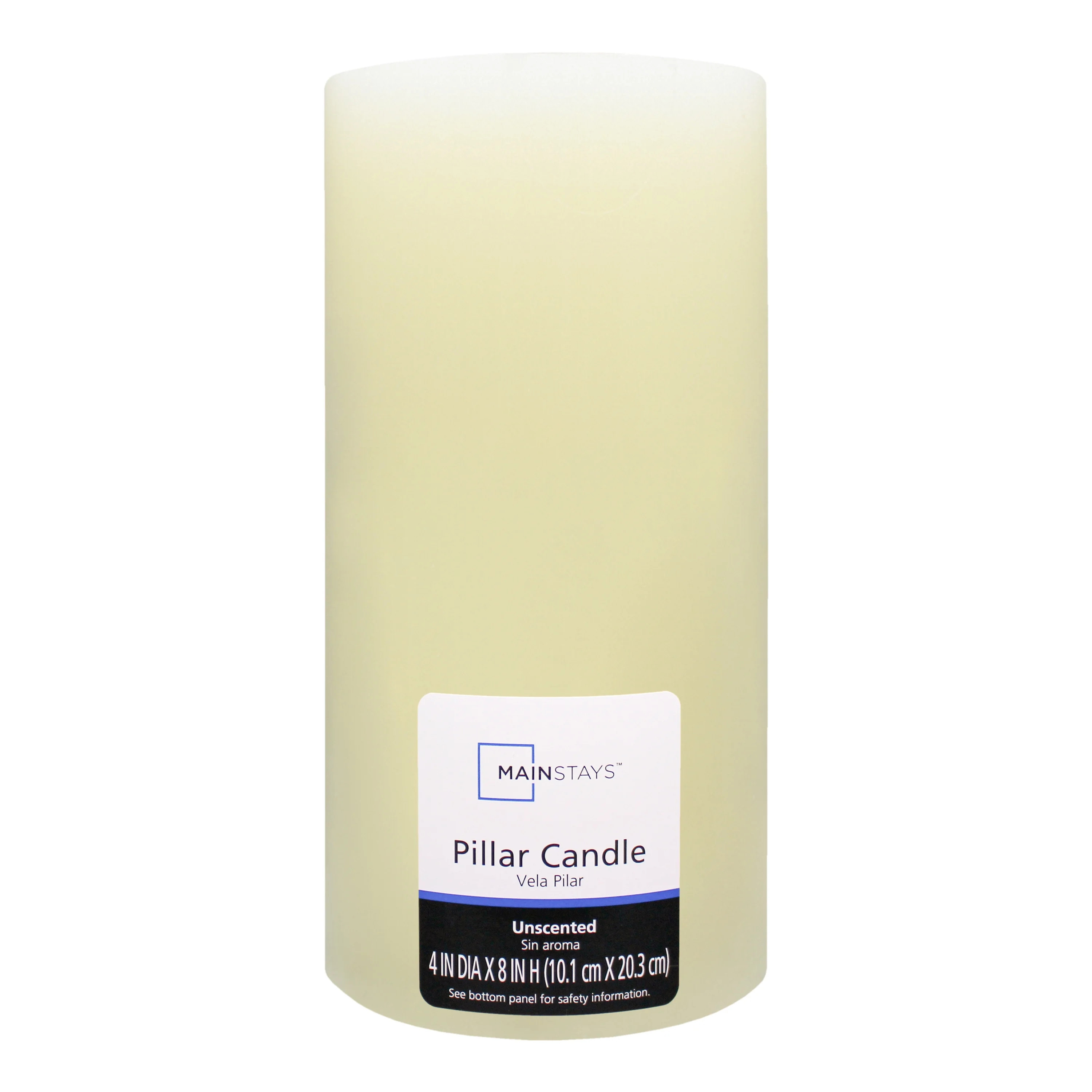 Mainstays Unscented Pillar Candle, 4x8 inches, Ivory - Walmart.com | Walmart (US)