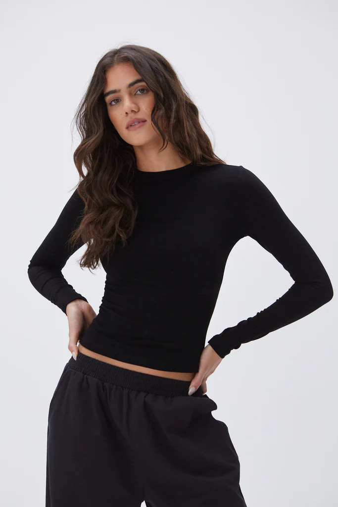 Long Sleeve Top - Black | Adanola UK