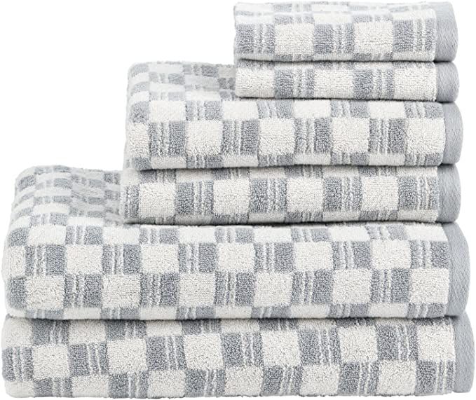 Nate Home by Nate Berkus 100% Cotton Jacquard Soft and Absorbent 6-Piece Towel Set | 2 Bath Towel... | Amazon (US)
