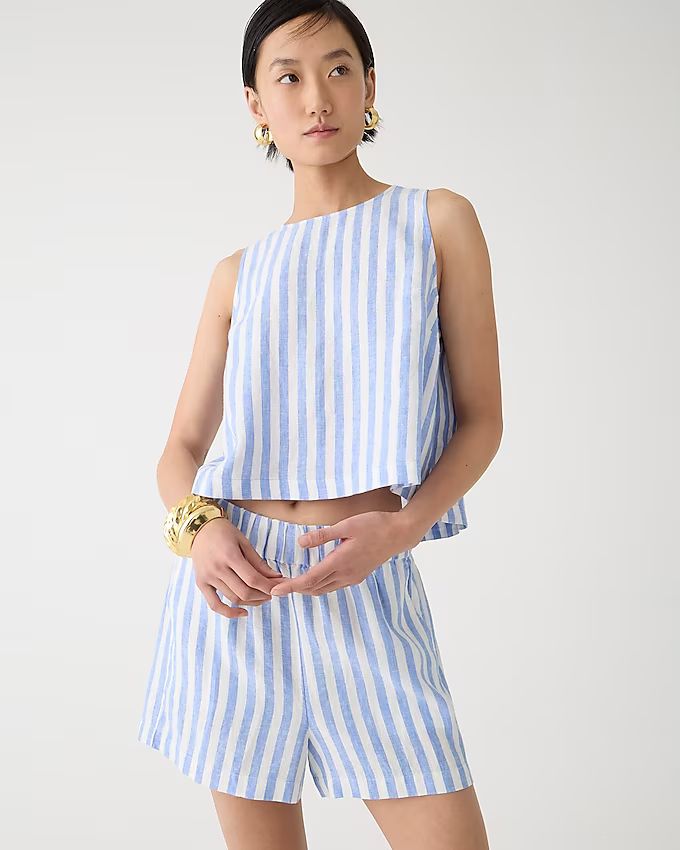 Maxine button-back top in striped linen | J.Crew US