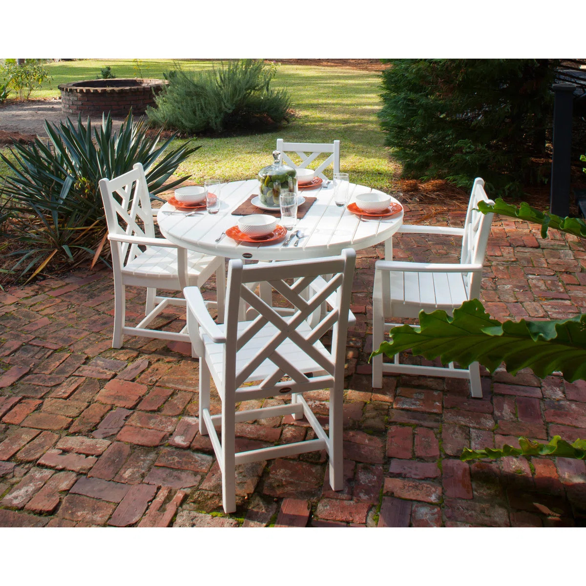 POLYWOOD Chippendale 5-Piece Round Farmhouse Dining Set | Wayfair North America