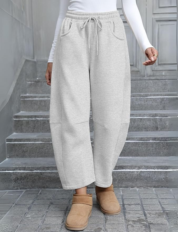 SeekMe Womens Fleece Lined Sweatpants Barrel Leg Baggy Jogger Pants for Winter Warm Casual Lounge... | Amazon (US)