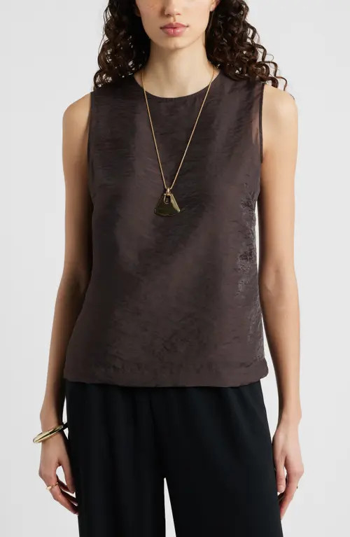 Nordstrom Sleeveless Organza Shell Top in Brown Coffee at Nordstrom, Size Xx-Small | Nordstrom