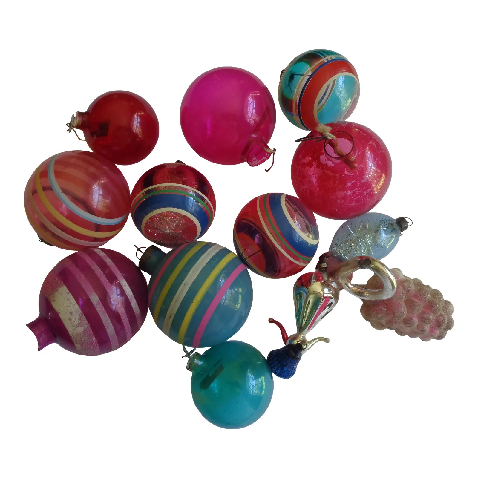 1930's Glass Christmas Balls With 3 Figures - 14 Piece Set | Chairish