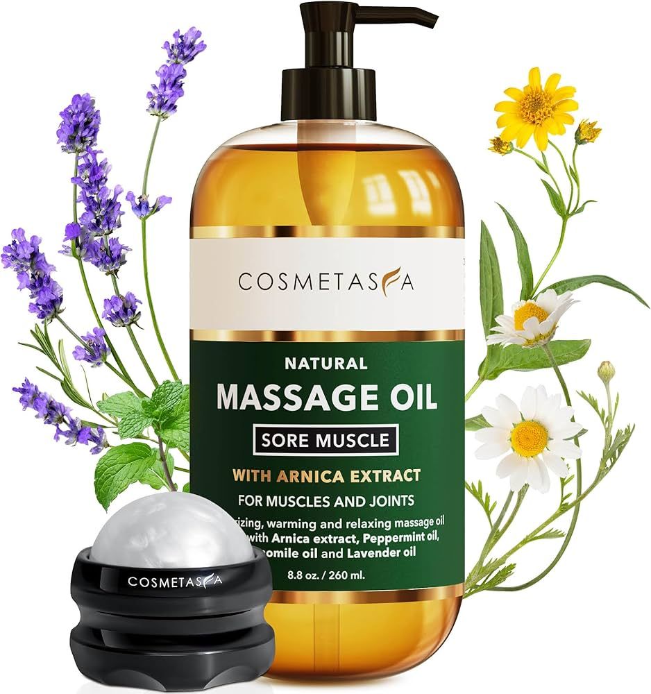 Cosmetasa Massage Oil for Sore Muscles with Roller Ball - Soothes Joints & Muscles with Arnica, L... | Amazon (US)