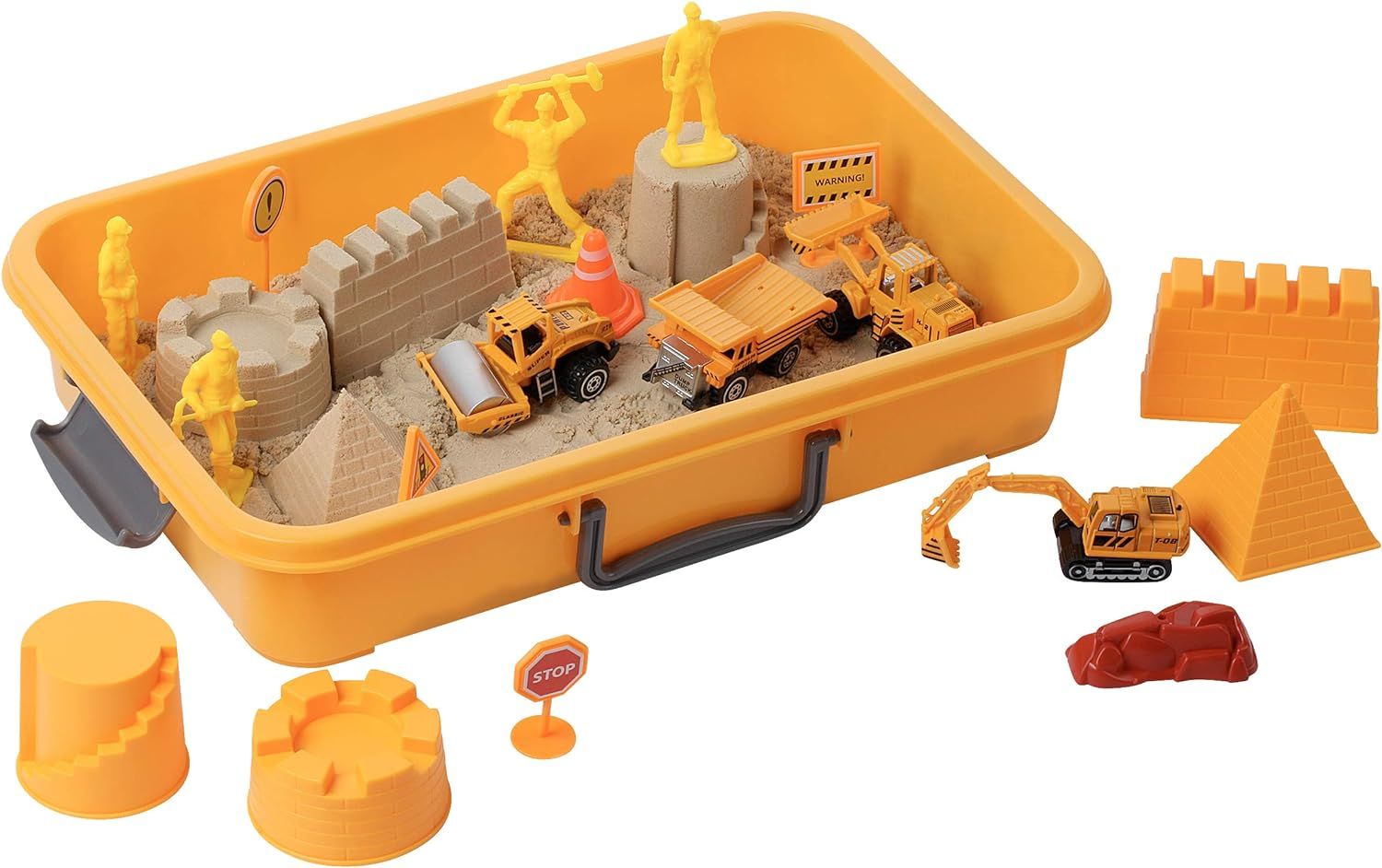 Tractor Sand Play Set, Sensory Toys for Kids W/ 2 Lbs of Sand, Construction Signs & Cones, Workin... | Amazon (US)