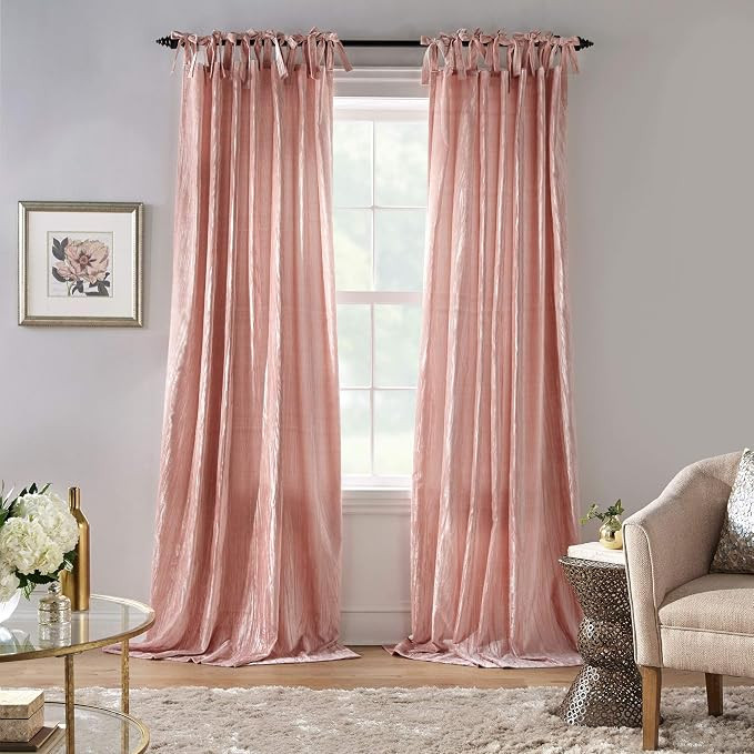 Elrene Home Fashions Korena Tie-Top Crushed Velvet Window Curtain Panel, Rustic-Chic Curtain Pane... | Amazon (US)