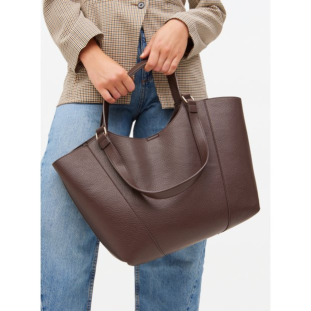 Chocolate Brown Faux Leather Shopper Bag One Size | Tu Clothing