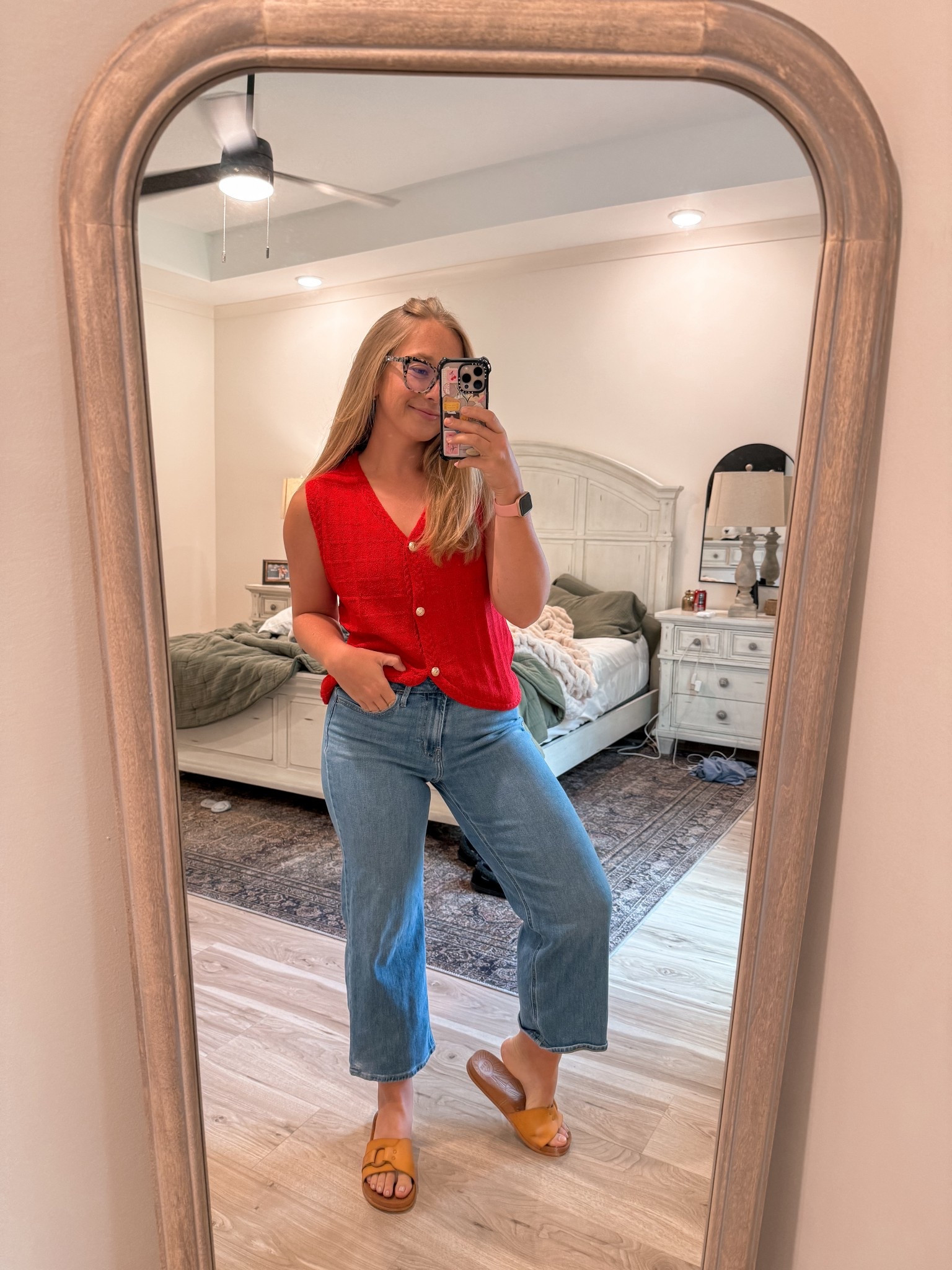 Casual outfit idea - teacher outfit idea - casual Friday outfit - red sweater vest - cropped jeans 

#LTKPetite #LTKSeasonal #LTKSaleAlert