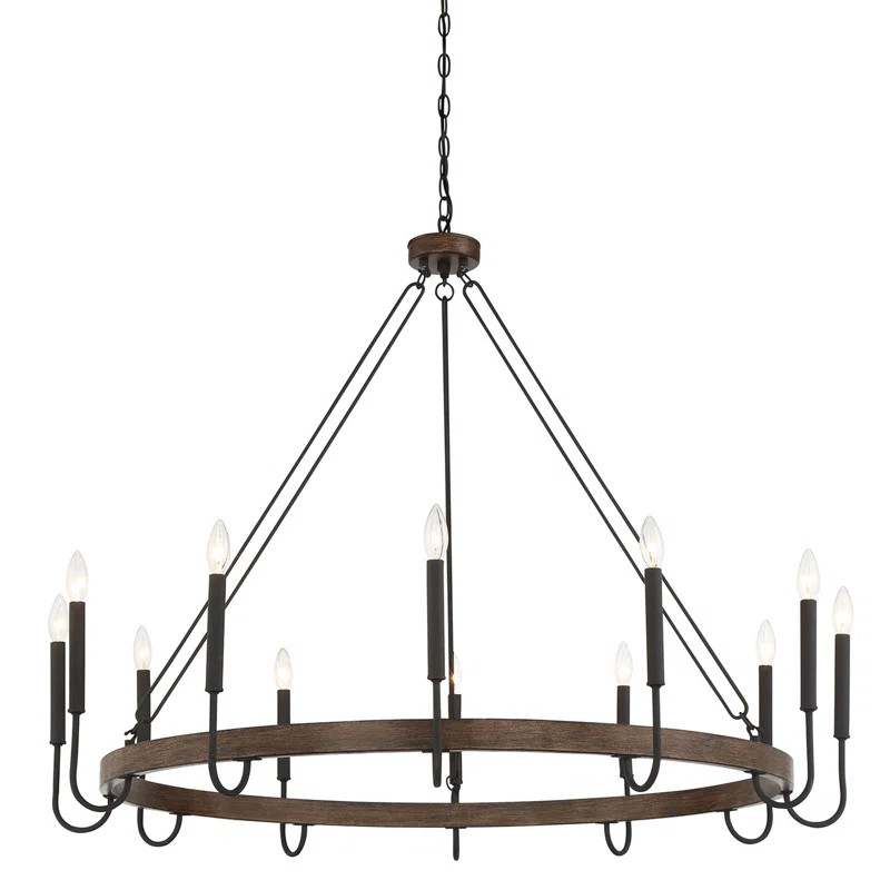 Bourget 12 - Light Candle Style Wagon Wheel Chandelier | Wayfair North America