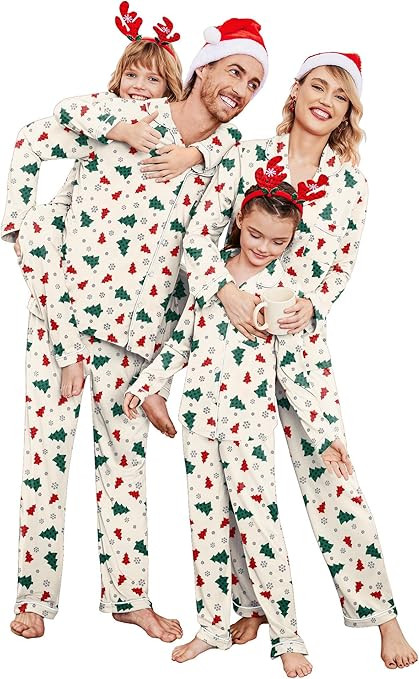 Ekouaer Christmas Family Matching Pajamas Long Sleeve Button Down Pj Set Festival Party Sleepwear | Amazon (US)
