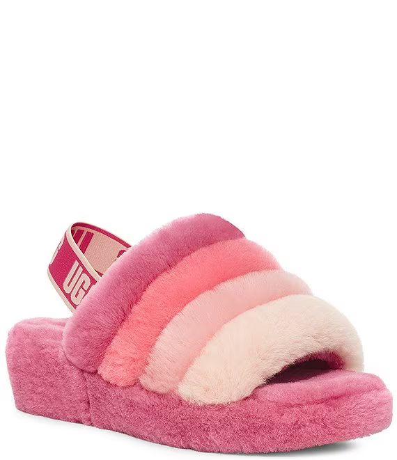 UGG® Logo Fluff Yeah Multi-Color Fur Slides | Dillards