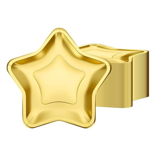 ITTEBISS 36PCS Star Plates, 9.45" Star Shaped Gold Paper Plates Disposable Dinner Dessert Plates for Graduation Independence Day Wedding Baby Shower Birthday Party Supplies | Amazon (US)