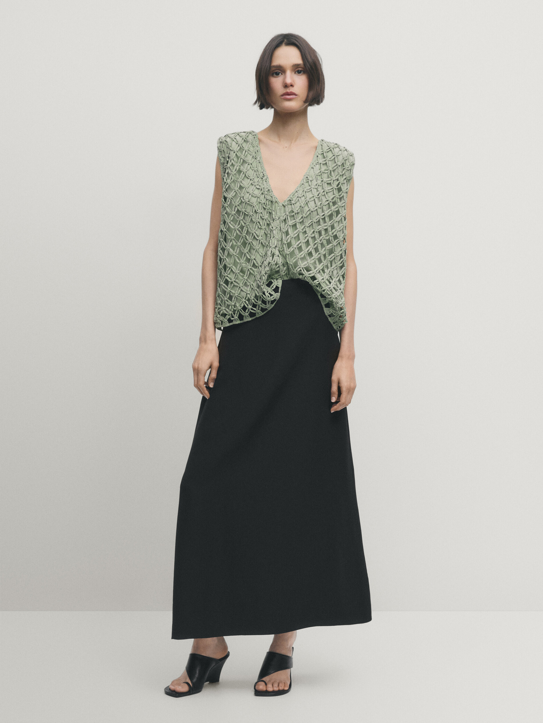 Sleeveless macramé top | Massimo Dutti UK