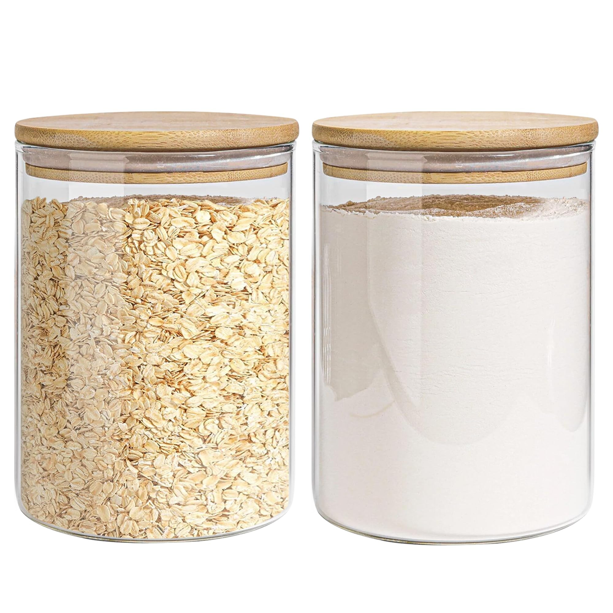 Glass Storage Jars Set Elegant Containers with Airtight Bamboo Lids, Perfect for Kitchen Organiza... | Amazon (US)